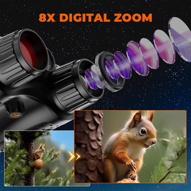 Rumyums Night Vision Goggles, 4K Night Vision Binoculars with 1314FT Viewing Range, Infrared Illuminator, Photo & 4K Video Recording, 3.2" HD Screen & 32GB Card for Hunting, Wildlife Observation, Security - Image 4